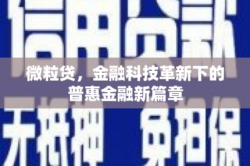 疏勒微粒贷，金融科技革新下的普惠金融新篇章
