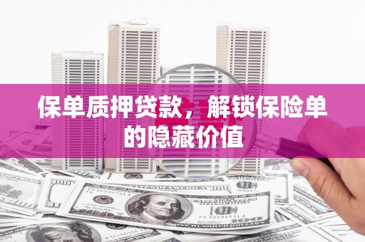 疏勒保单质押贷款，解锁保险单的隐藏价值
