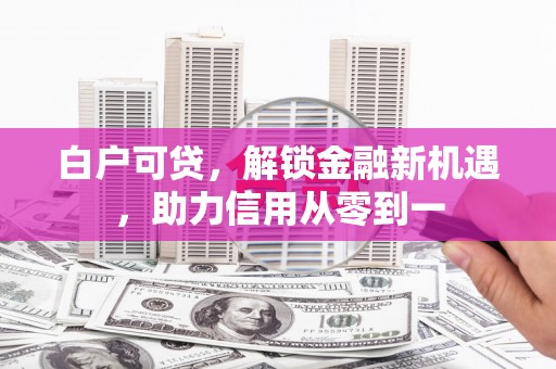 疏勒白户可贷，解锁金融新机遇，助力信用从零到一