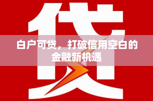 疏勒白户可贷，打破信用空白的金融新机遇