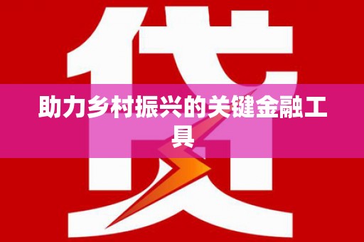 疏勒助力乡村振兴的关键金融工具