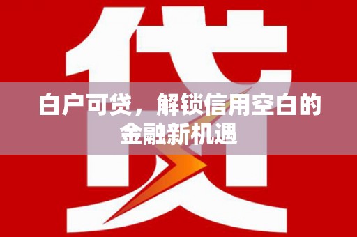 疏勒白户可贷，解锁信用空白的金融新机遇