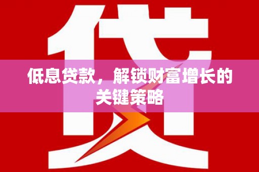 疏勒低息贷款，解锁财富增长的关键策略