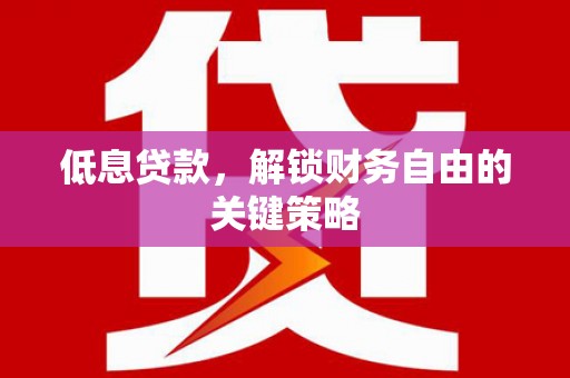 疏勒低息贷款，解锁财务自由的关键策略