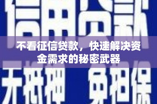 疏勒不看征信贷款，快速解决资金需求的秘密武器