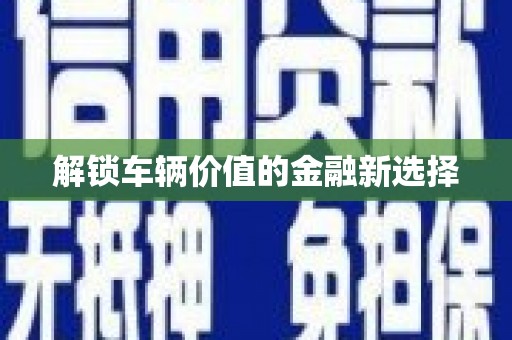 疏勒解锁车辆价值的金融新选择